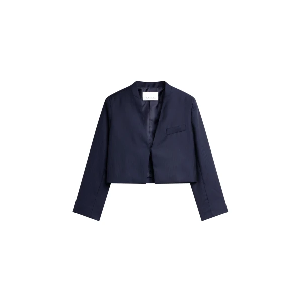 The Frankie Shop Martella Chevron Blazer in Dark Navy