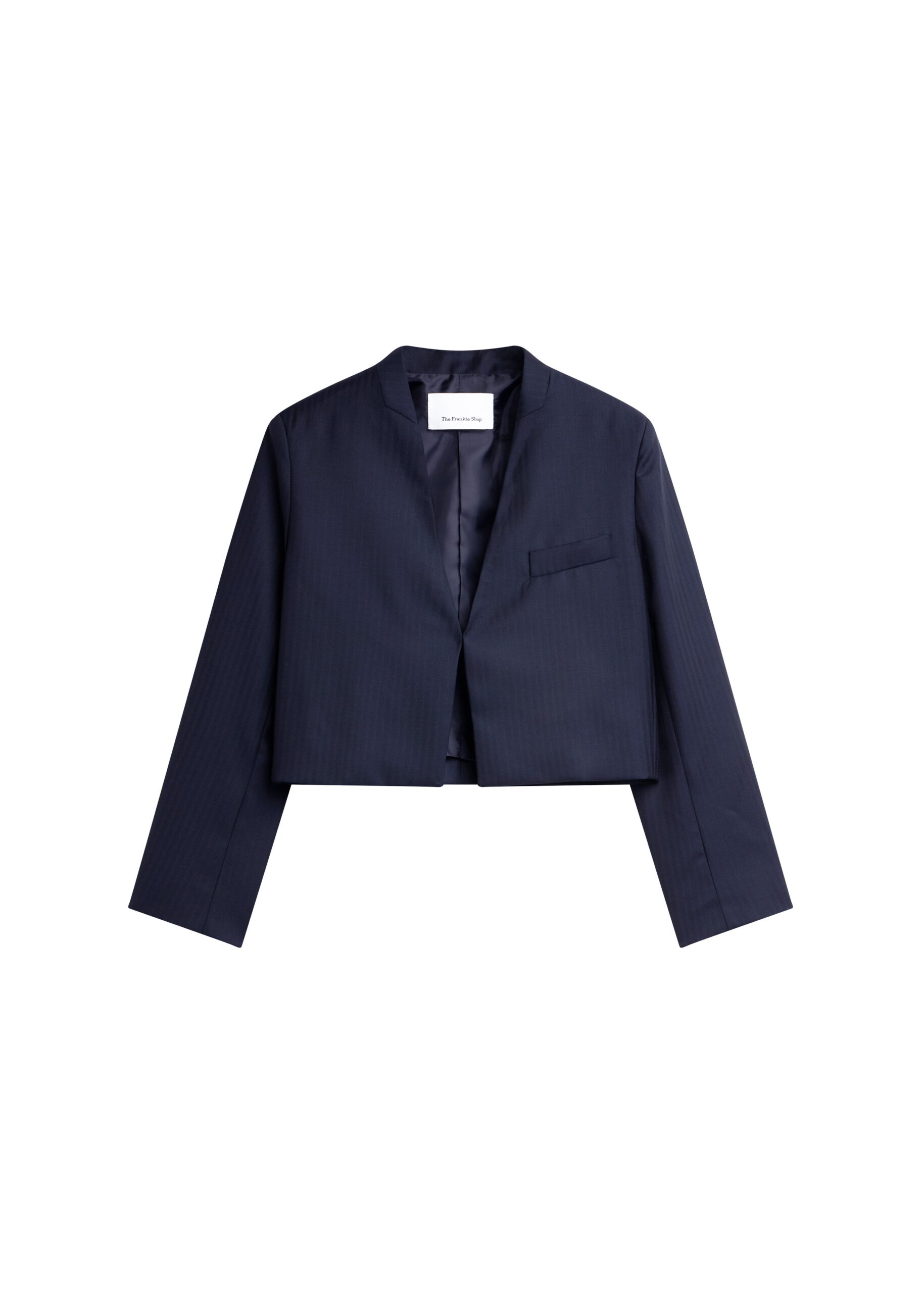 The Frankie Shop Martella Chevron Blazer in Dark Navy | Jackets | Luxury Shoes The Frankie Shop Martella Chevron Blazer in Dark Navy