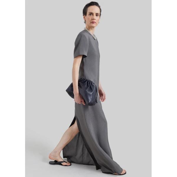 The Frankie Shop Meven Padded Maxi Dress in Dark Grey Melange, view 5