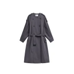 The Frankie Shop Mila Collarless Trench Coat in Charcoal