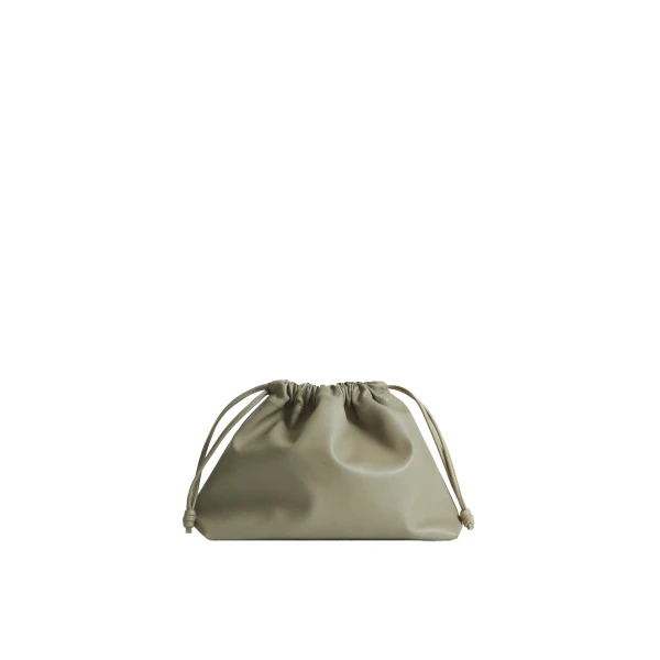 The Frankie Shop Morgan Faux Leather Small Pouch in Sage