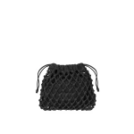 The Frankie Shop Morgan Leather Macrame Small Pouch in Black