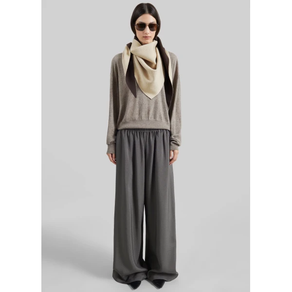 The Frankie Shop Nella Reversible Scarf in Beige and Brown, view 4