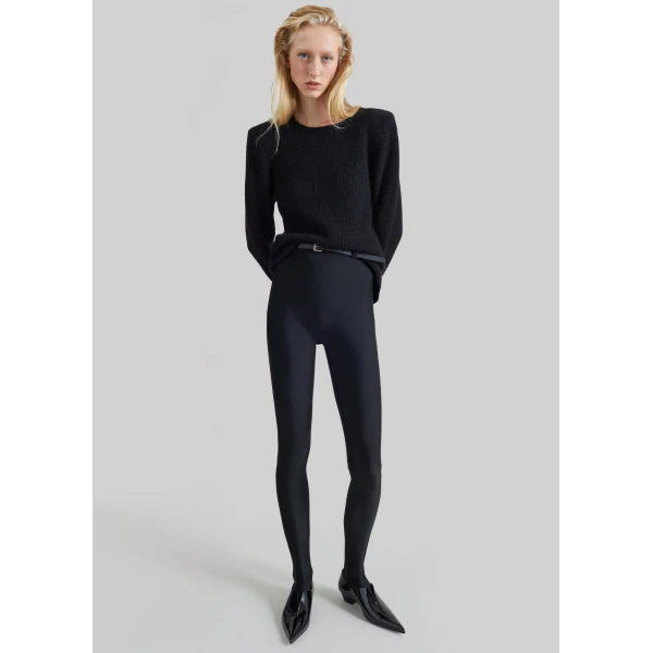 The Frankie Shop Ninetta Jersey Tights in Black, view 2