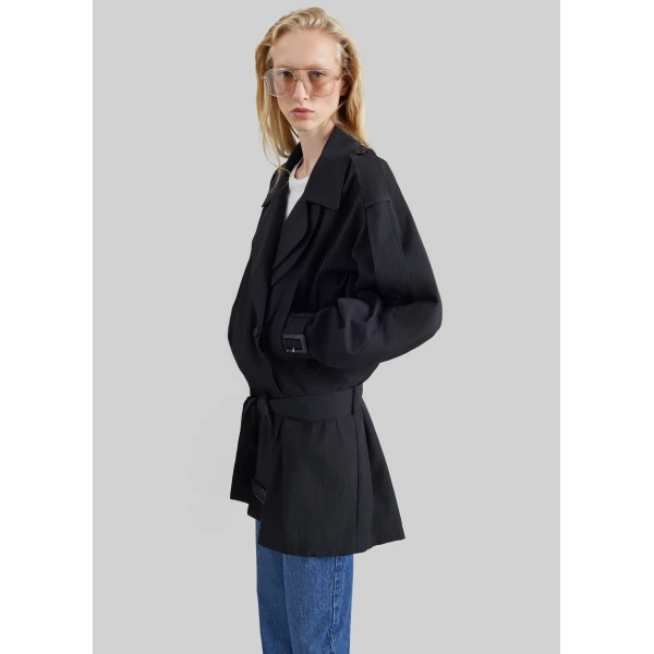 The Frankie Shop Orival Short Trench in Black, view 3