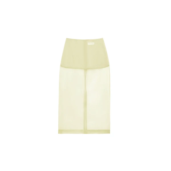 Peri Sheer Midi Skirt in Pale Yellow
