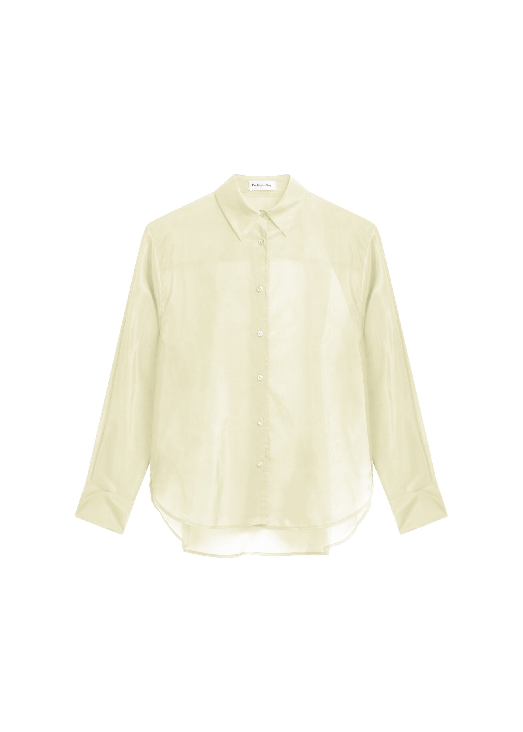 The Frankie Shop Peri Sheer Shirt in Pale Yellow | Tops | Luxury Shoes The Frankie Shop Peri Sheer Shirt in Pale Yellow