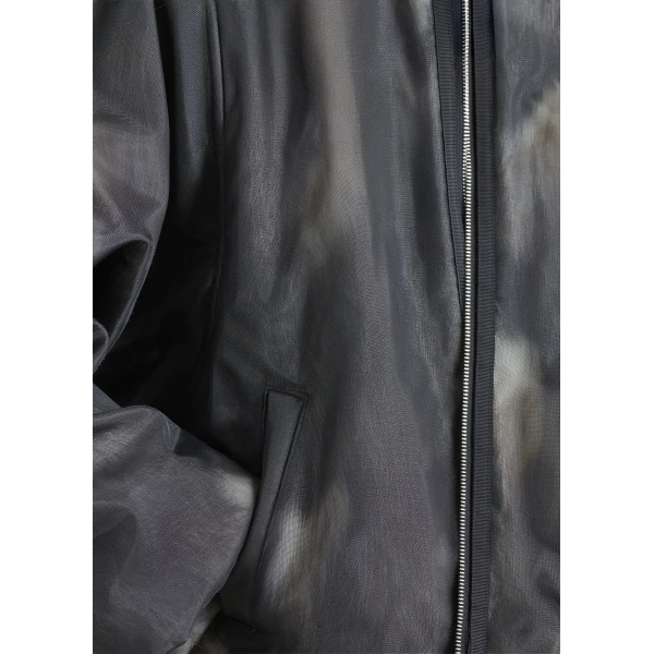 The Frankie Shop Pietra Fur Mesh Bomber Jacket in Grey, view 5