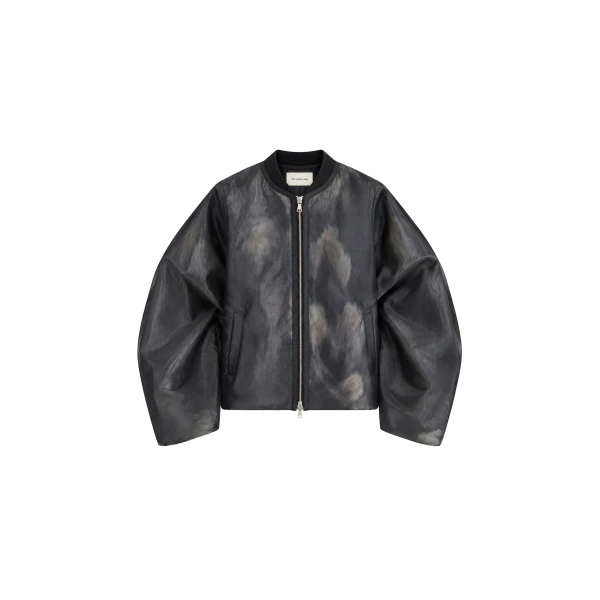 The Frankie Shop Pietra Fur Mesh Bomber Jacket in Grey