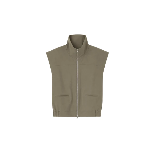 The Frankie Shop Rove Sleeveless Bomber Jacket in Olive