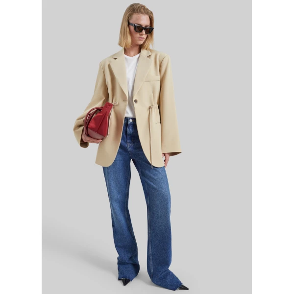 The Frankie Shop Sesma Drawstring Blazer in Light Beige, view 5