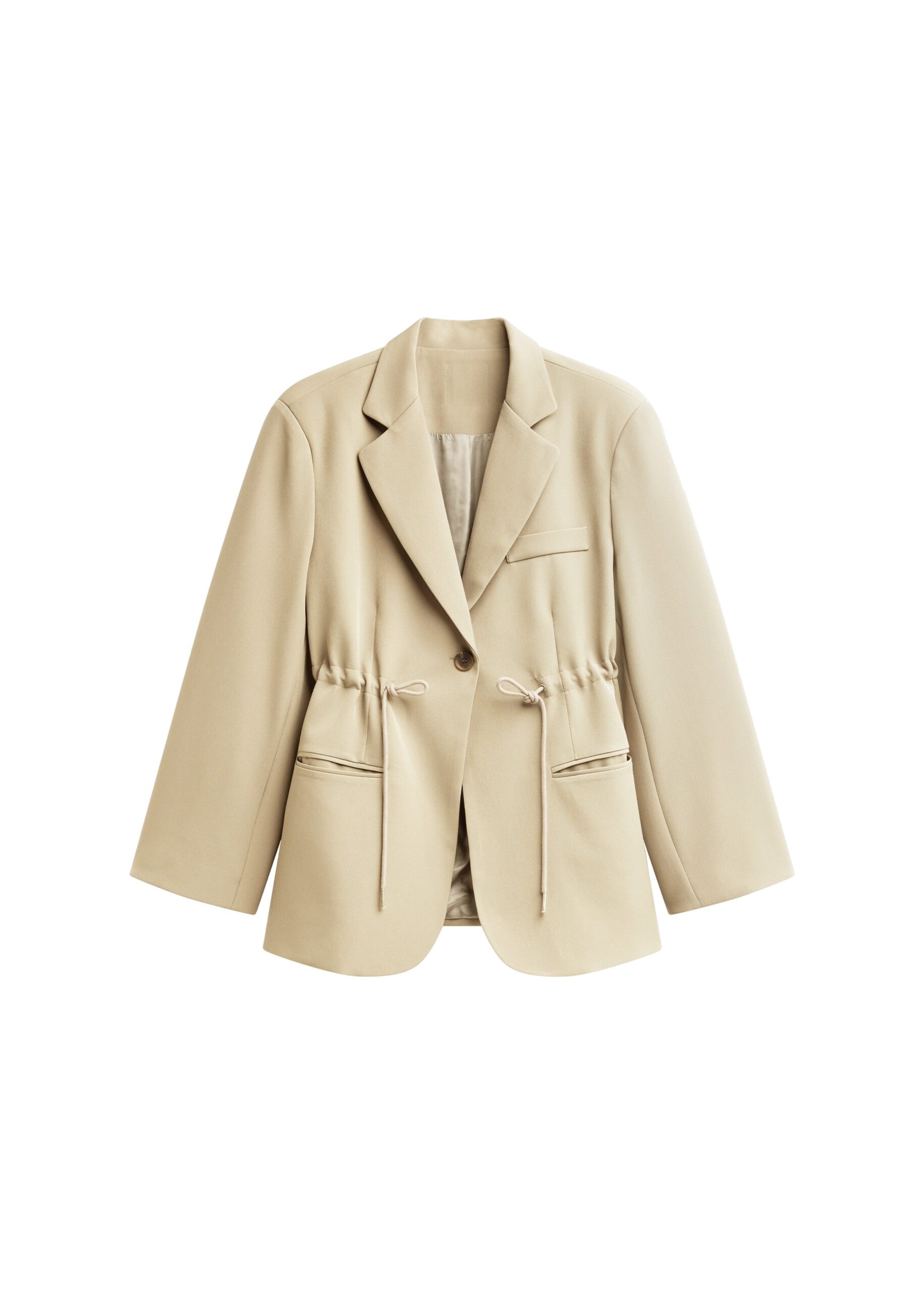 The Frankie Shop Sesma Drawstring Blazer in Light Beige | Jackets | Luxury Shoes The Frankie Shop Sesma Drawstring Blazer in Light Beige