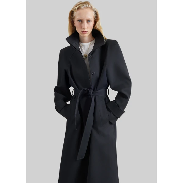 The Frankie Shop Skye Padded Trench Coat in Black, view 5