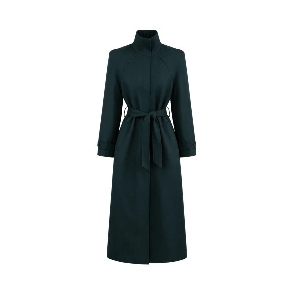 The Frankie Shop Skye Padded Trench Coat in Bottle Green