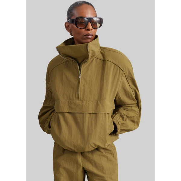 The Frankie Shop Sora Funnel Neck Anorak in Pale Olive, view 2