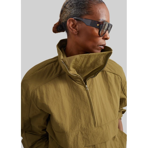 The Frankie Shop Sora Funnel Neck Anorak in Pale Olive, view 3