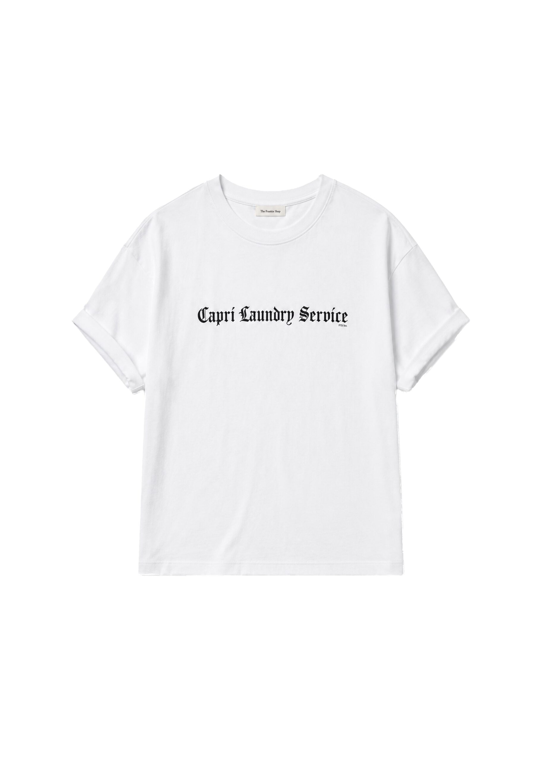 The Frankie Shop TFS Capri Laundry Service T-Shirt in White and Black | Tops | Luxury Shoes The Frankie Shop TFS Capri Laundry Service T-Shirt in White and Black