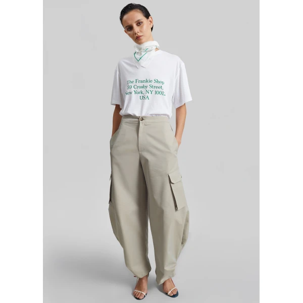 The Frankie Shop TFS Crosby T-Shirt in White and Green, view 2