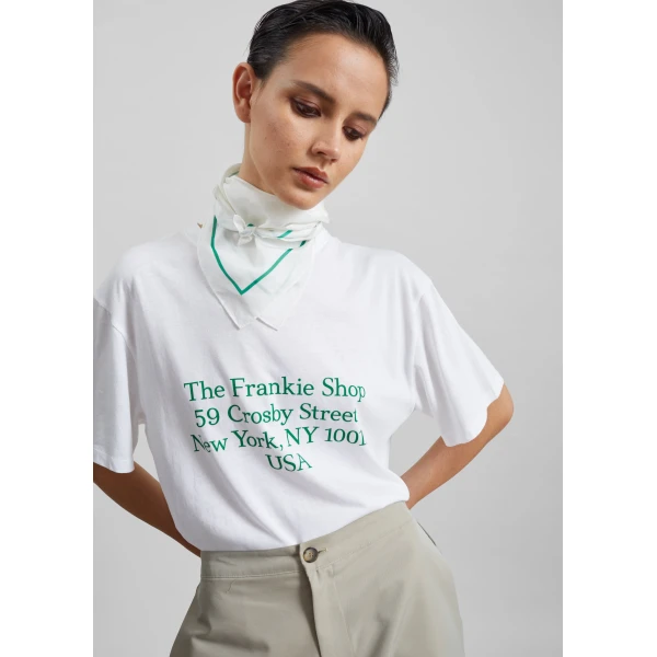 The Frankie Shop TFS Crosby T-Shirt in White and Green, view 4