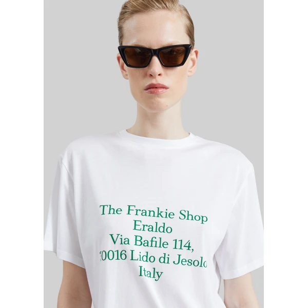 The Frankie Shop TFS Eraldo T-Shirt in White and Green, view 3