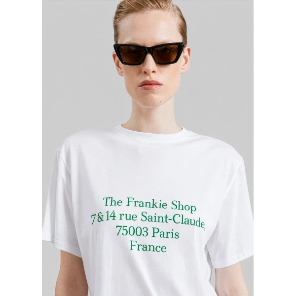 The Frankie Shop TFS Saint-Claude T-Shirt in White and Green, view 4