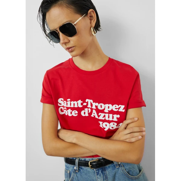 The Frankie Shop TFS Saint-Tropez Côte D'Azur 1984 T-Shirt in Red, view 5