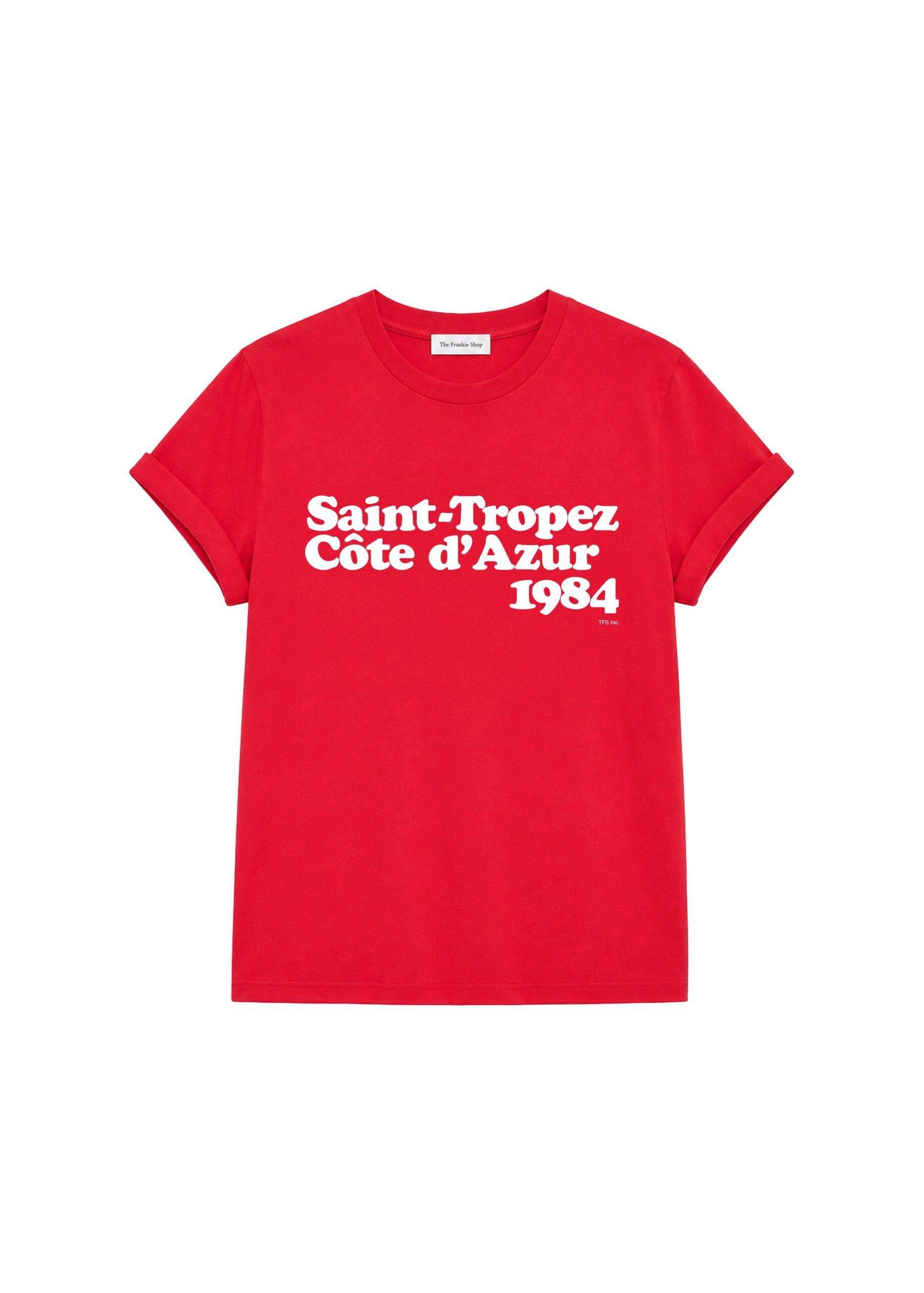 The Frankie Shop TFS Saint-Tropez Côte D'Azur 1984 T-Shirt in Red | Tops | Luxury Shoes The Frankie Shop TFS Saint-Tropez Côte D'Azur 1984 T-Shirt in Red