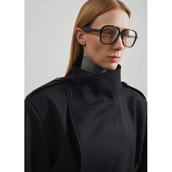 The Frankie Shop Tavea Belted Jacket in Black, view 4
