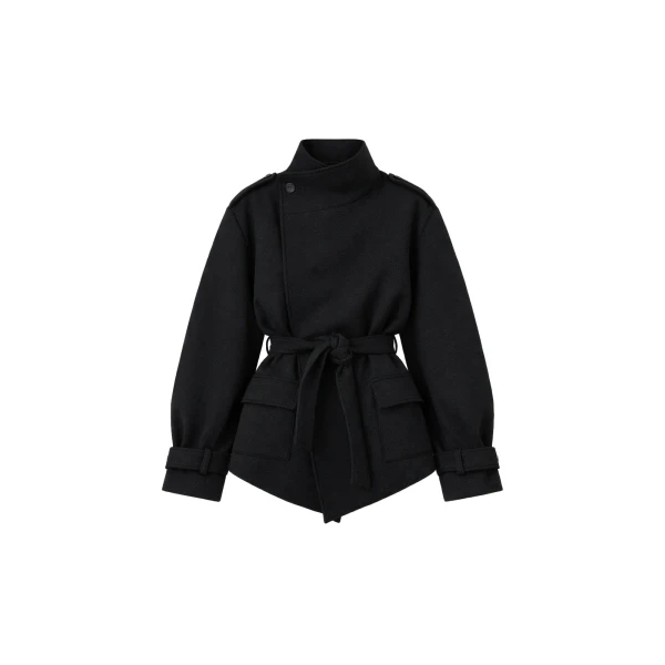 The Frankie Shop Tavea Belted Jacket in Black