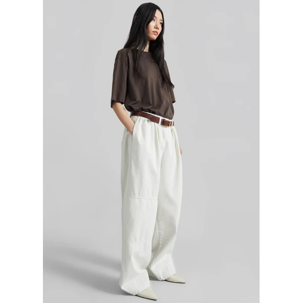 The Frankie Shop Teano Curved Pants in Off White, view 6