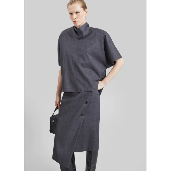 The Frankie Shop Telluride Draped Top in Dark Grey, view 6