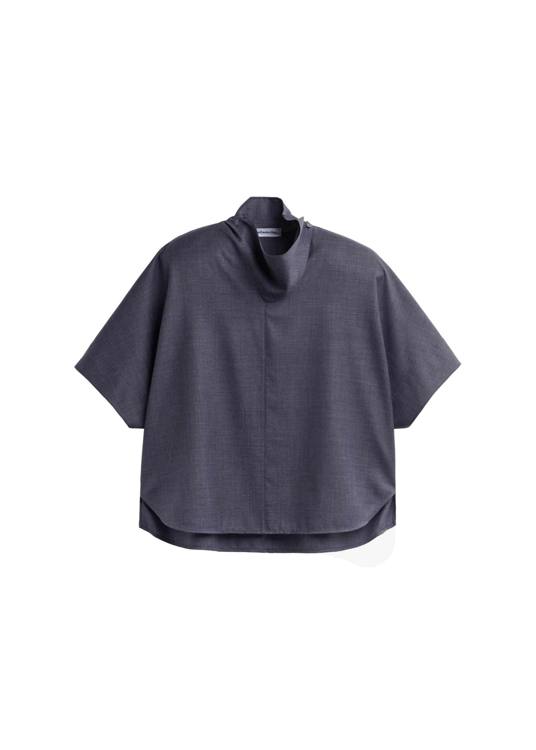 The Frankie Shop Telluride Draped Top in Dark Grey | Tops | Luxury Shoes The Frankie Shop Telluride Draped Top in Dark Grey