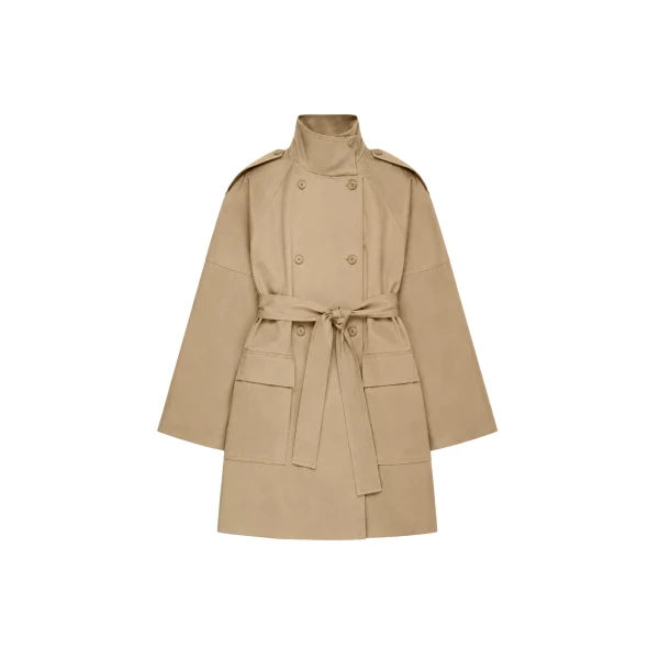 Tess Midi Short Trench in Beige