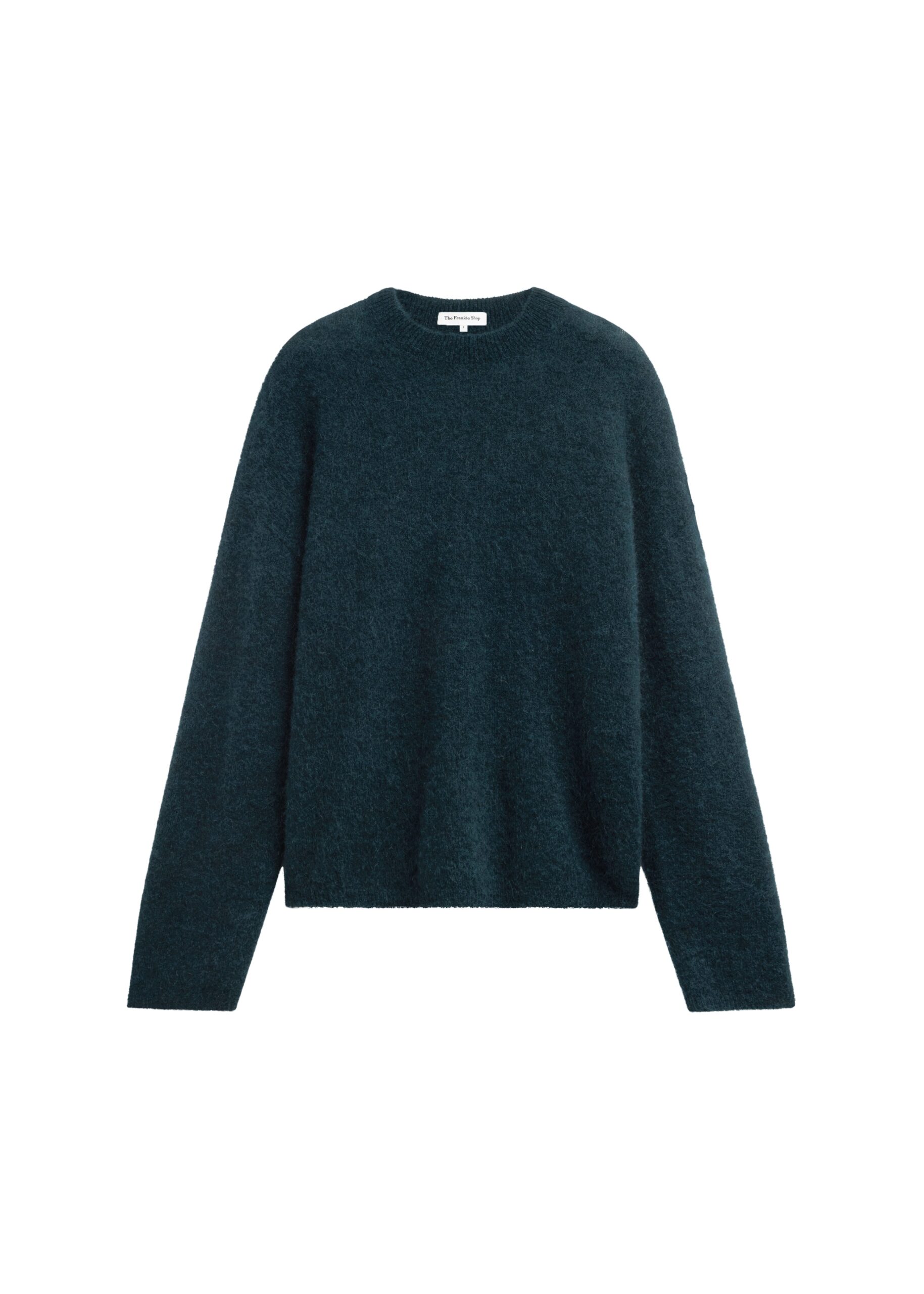 The Frankie Shop Timea Mohair Fuzzy Sweater in Bottle Green | Knitwear | Luxury Shoes The Frankie Shop Timea Mohair Fuzzy Sweater in Bottle Green