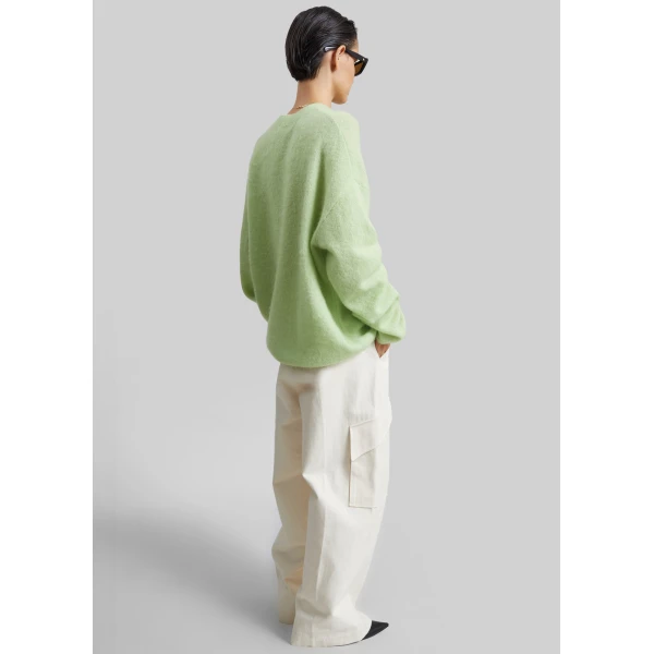 The Frankie Shop Timea Mohair Fuzzy Sweater in Lime, view 6