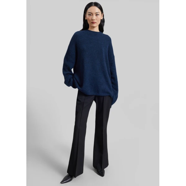 The Frankie Shop Timea Mohair Fuzzy Sweater in Navy, view 4