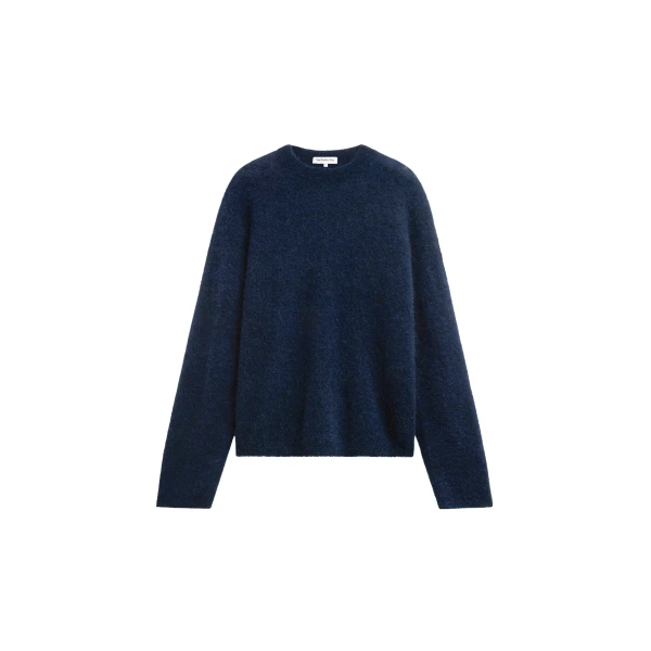 Timea Mohair Fuzzy Sweater in Navy