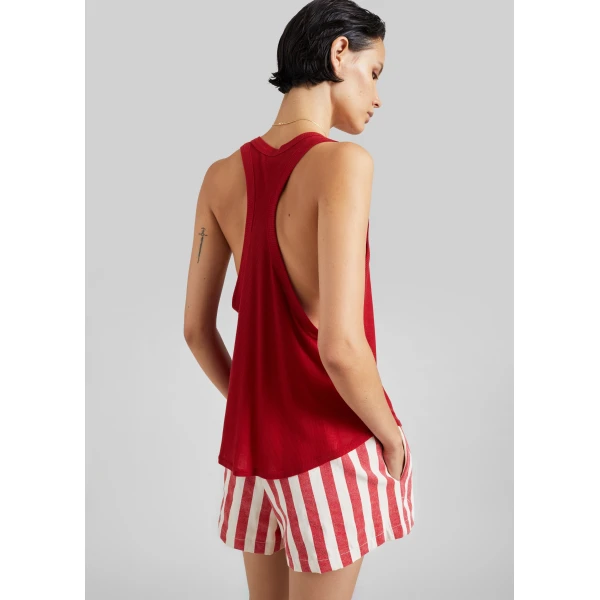 The Frankie Shop Tolfa Soft Tank Top in Red, view 6