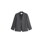 The Frankie Shop Trevis Collarless Blazer in Black Melange