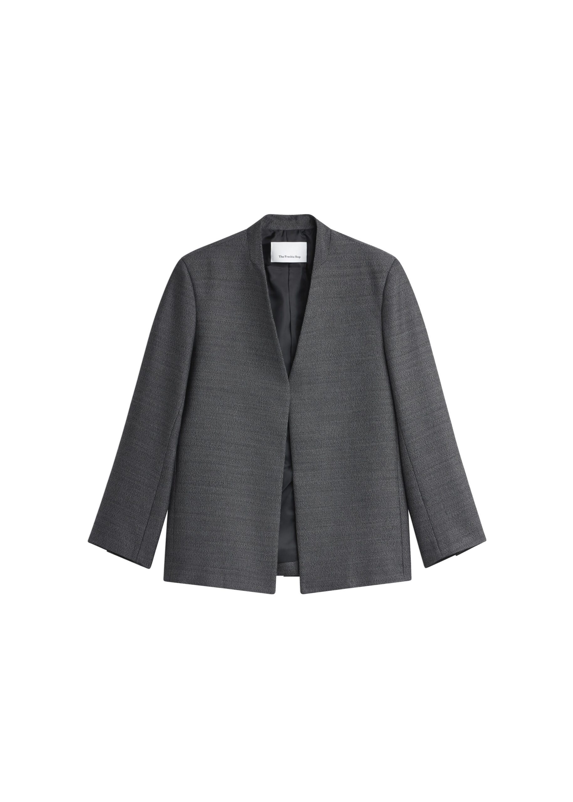 The Frankie Shop Trevis Collarless Blazer in Black Melange | Jackets | Luxury Shoes The Frankie Shop Trevis Collarless Blazer in Black Melange