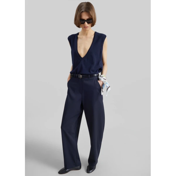 The Frankie Shop Trofa Curved Trousers in Navy, view 2