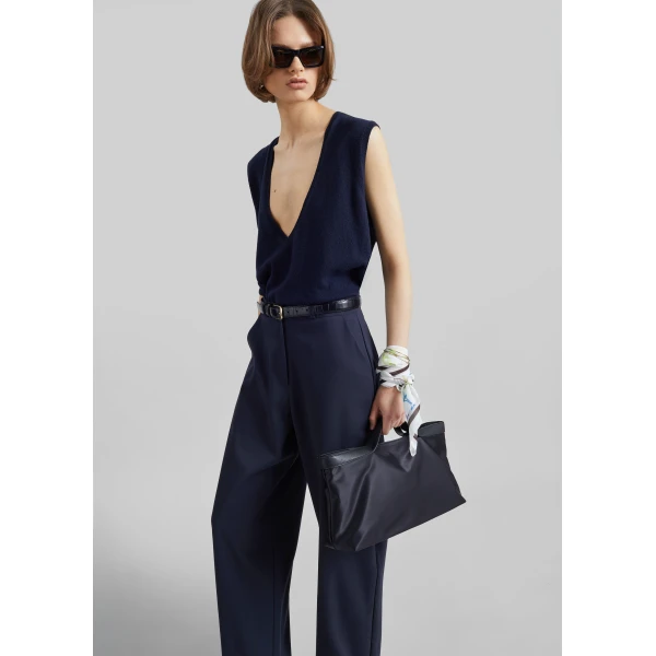 The Frankie Shop Trofa Curved Trousers in Navy, view 5