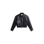 The Frankie Shop Val Faux Leather Padded Jacket in Black