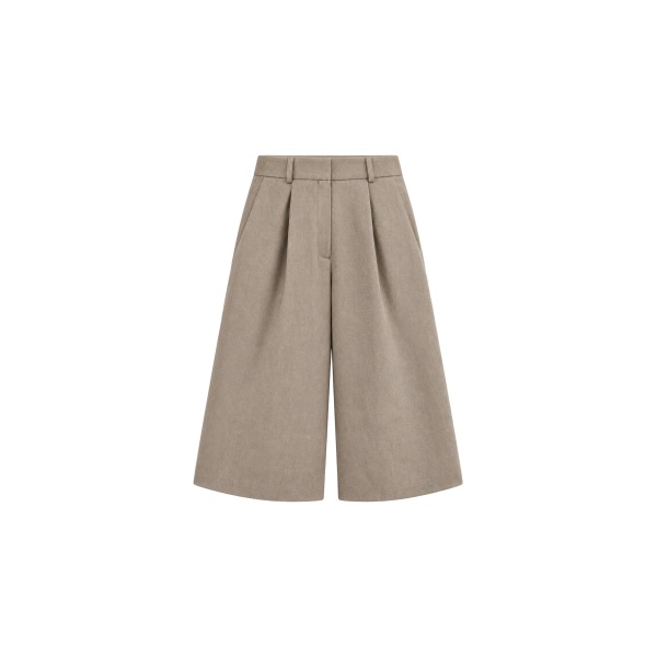 The Frankie Shop Varesse Twill Bermuda Shorts in Taupe