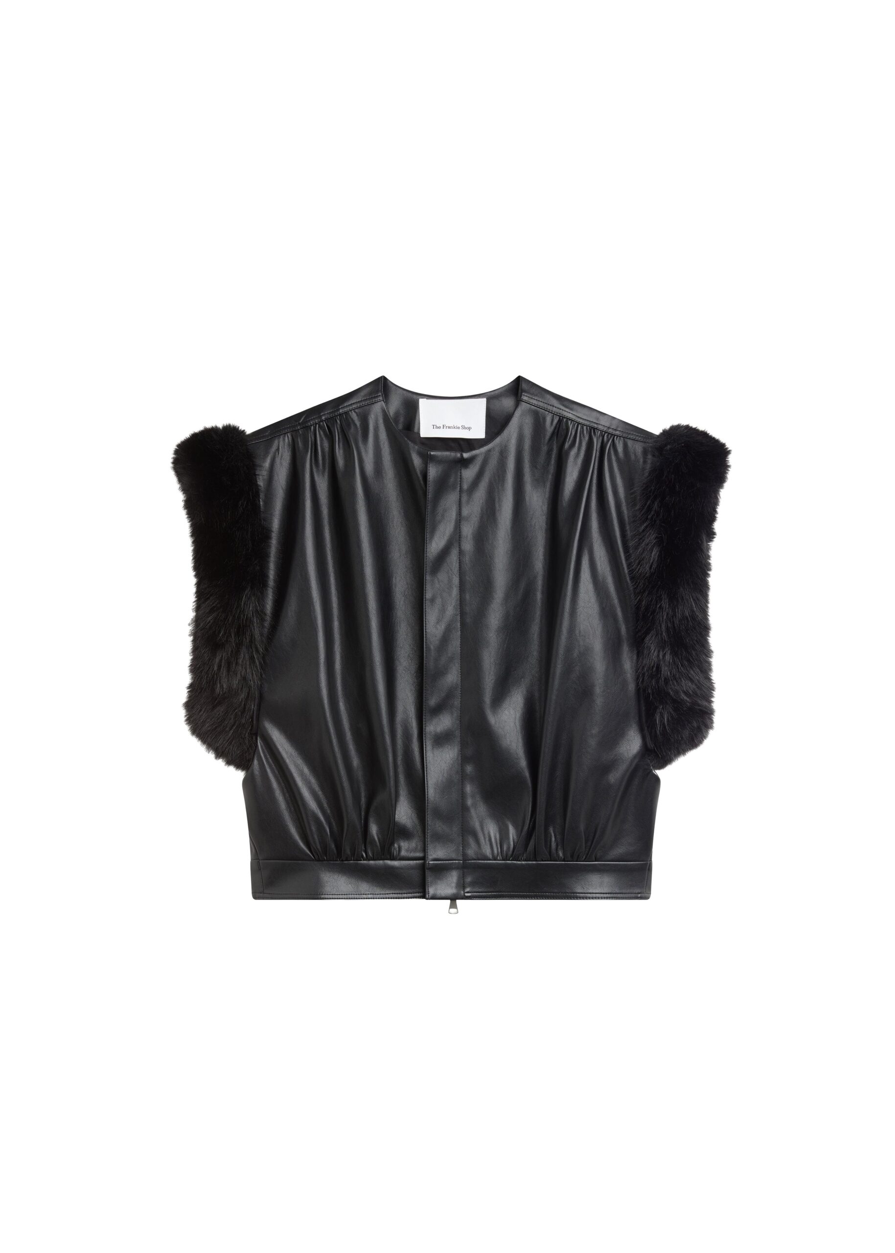 The Frankie Shop Vieste Faux Fur Trim Vest in Black | Jackets | Luxury Shoes The Frankie Shop Vieste Faux Fur Trim Vest in Black