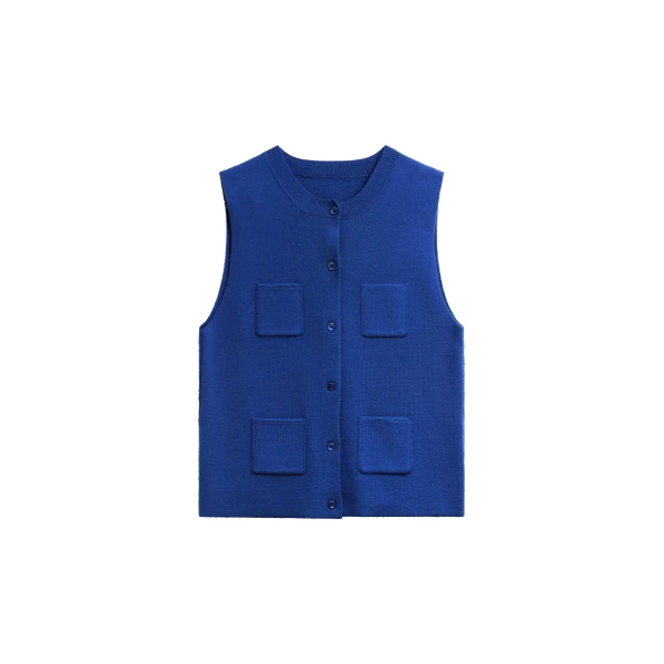 The Frankie Shop Villena Knit Vest in Blue