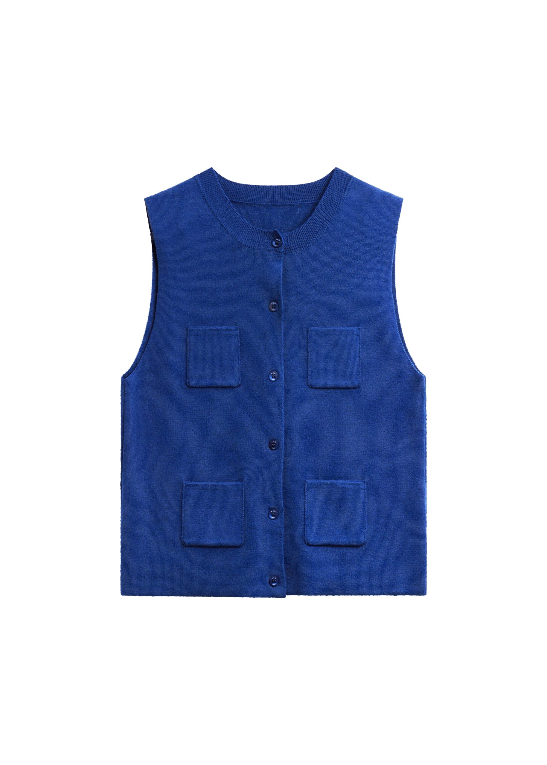The Frankie Shop Villena Knit Vest in Blue | Knitwear | Luxury Shoes The Frankie Shop Villena Knit Vest in Blue