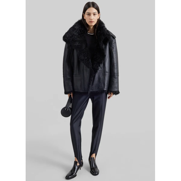 The Frankie Shop Viola Funnel Neck Jacket in Black, view 2
