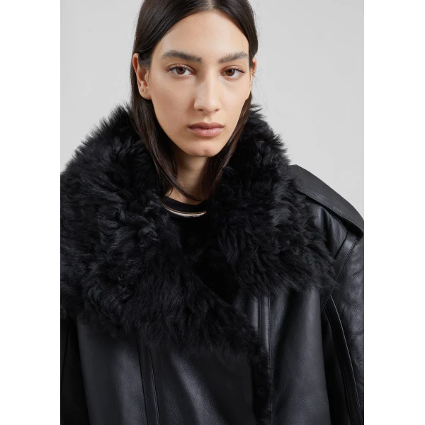 The Frankie Shop Viola Funnel Neck Jacket in Black, view 4