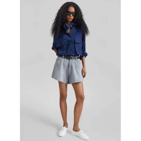 The Frankie Shop Vito Utility Shirt in Navy, view 3